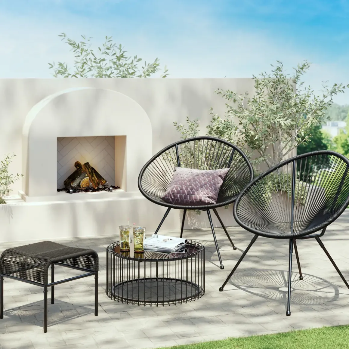 Soffbord Wire Live Rund - Svart/Glas, Ø60cm - KARE Design