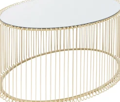 Soffbord Wire Oval - Mässing/Spegelglas, 90x60cm - KARE Design