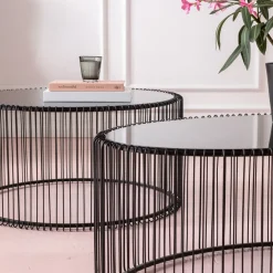 Soffbord Wire Oval - Svart/Glas, 90x60cm - KARE Design