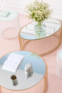 Soffbord Wire Rund - Mässing/Spegelglas, Ø80cm - KARE Design