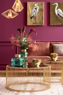Soffbord Wire Rund - Mässing/Spegelglas, Ø80cm - KARE Design