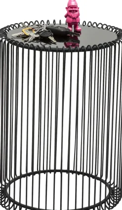 Soffbord Wire Rund - Set med 2 Svarta Sidobord/Svart Glas, Ø44/32,5cm - KARE Design