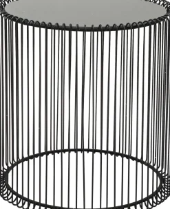 Soffbord Wire Rund - Set med 2 Svarta Sidobord/Svart Glas, Ø44/32,5cm - KARE Design