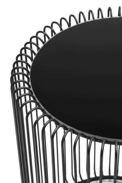 Soffbord Wire Rund - Set med 2 Svarta Sidobord/Svart Glas, Ø44/32,5cm - KARE Design