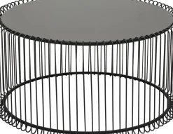Soffbord Wire Rund - Set med 2 Svarta Bord/Svart Glas, Ø69/60cm - KARE Design