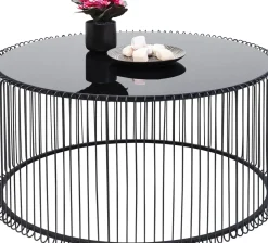 Soffbord Wire Rund - Svart/Glas, Ø80cm - KARE Design