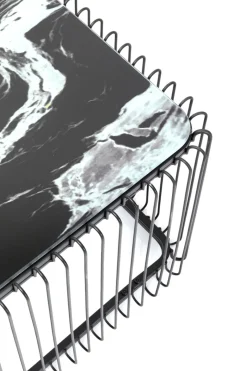 Soffbord Wire - Svart/Marmorimitation, 145x70cm - KARE Design