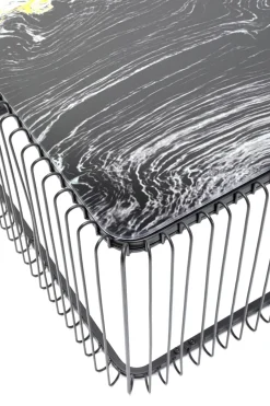 Soffbord Wire - Svart/Marmorimitation, 145x70cm - KARE Design