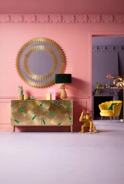 Spegel Solare Gold - Rund Ram i Guld Ø132cm - KARE Design