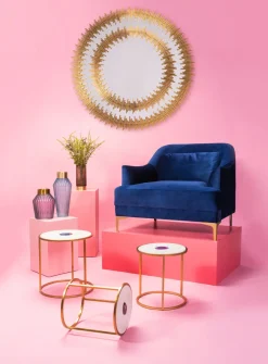 Spegel Solare Gold - Rund Ram i Guld Ø132cm - KARE Design