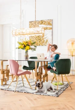 Stol Viva - Grön Sammet/Mässing - KARE Design