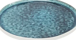 Tallrik Mustique - Glaserat Stengods Aqua Blå, Ø27cm - KARE Design