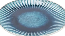Tallrik Mustique Rim - Glaserat Stengods Aqua Blå, Ø21cm - KARE Design