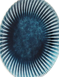 Tallrik Mustique Rim - Glaserat Stengods Aqua Blå, Ø21cm - KARE Design
