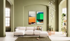 Tavla Abstract Shapes - Grön, 73x143cm - KARE Design