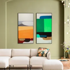 Tavla Abstract Shapes - Orange, 73x143cm - KARE Design