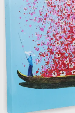 Tavla Flower Boat - Blå/Rosa, 80x100cm - KARE Design