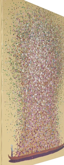 Tavla Flower Boat - Guld/Rosa, 120x160cm - KARE Design