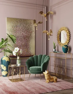 Tavla Flower Boat - Guld/Rosa, 120x160cm - KARE Design