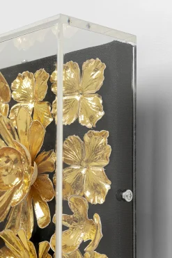 Tavla Flower Guld - 3D Blommor i Djup Plexiram, 80x80cm - KARE Design