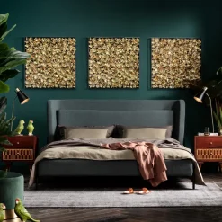 Tavla Flower Guld - 3D Blommor i Djup Plexiram, 80x80cm - KARE Design