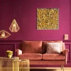 Tavla Flower Guld - 3D Blommor i Djup Plexiram, 60x60cm - KARE Design
