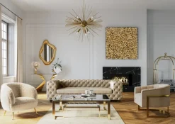Tavla Flower Guld - 3D Blommor i Djup Plexiram, 120x120cm - KARE Design