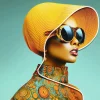 Tavla Sun Hat Woman - Gul LED, 80x80cm - KARE Design