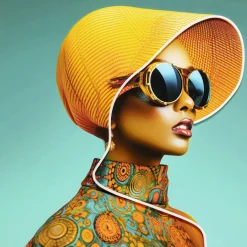 Tavla Sun Hat Woman - Gul LED, 80x80cm - KARE Design