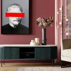 Tv-Bänk Glenn - Mörkgrå Trästruktur/Marmor, 54x150cm - KARE Design