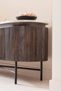 Tv-Bänk Glenn - Mörkgrå Trästruktur/Marmor, 54x150cm - KARE Design