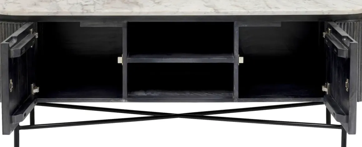 Tv-Bänk Glenn - Mörkgrå Trästruktur/Marmor, 54x150cm - KARE Design