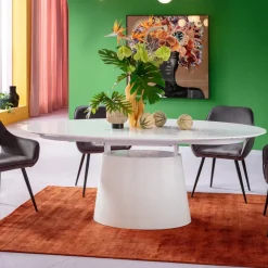 Utdragbart Bord Benvenuto - Ovalt Bord Vit, 200-250x110cm - KARE Design