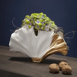 Vas Ginkgo - Vas och Skulptur i Vit/Guld, 18cm - KARE Design