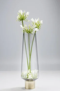 Vas Noble Ring - Hög Glasvas på Fot Tonad Grå/Mässing, 40cm - KARE Design