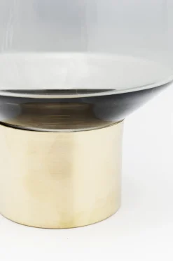 Vas Noble Ring - Hög Glasvas på Fot Tonad Grå/Mässing, 40cm - KARE Design