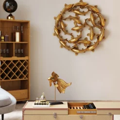 Väggdekor School of Koi - Guld Ø102cm - KARE Design