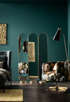 Vikskärm Curve - Skärm av Spegelglas/ Borstad Mässing - KARE Design