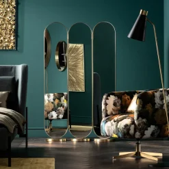 Vikskärm Curve - Skärm av Spegelglas/ Borstad Mässing - KARE Design